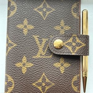 Louis Vuitton vintage monogram mini Agenda Cover with gold pencil.